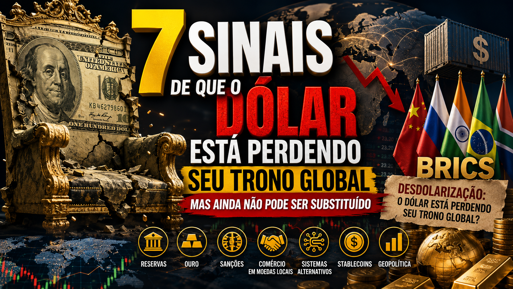 7 Sinais de que o Dólar Está Perdendo Seu Trono Global e a desdolarização já está aí — Mas Ainda Não Pode Ser Substituído