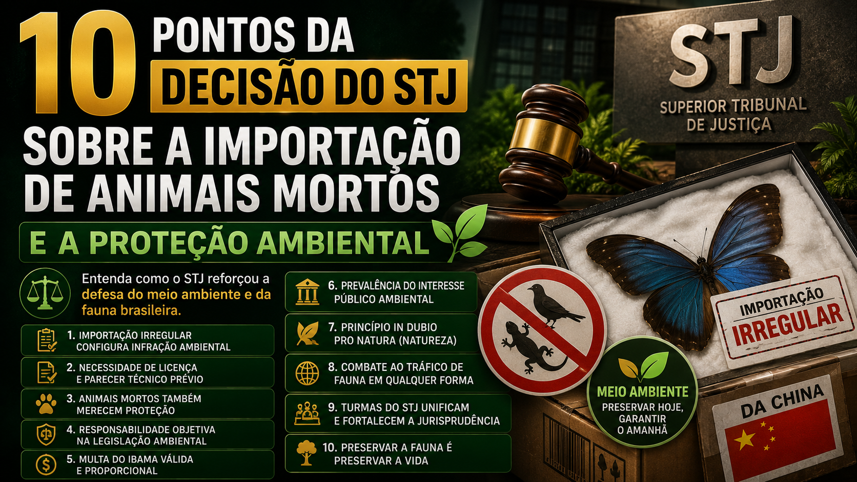10 pontos da decisão do STJ sobre a importação de animais mortos e a proteção ambiental
