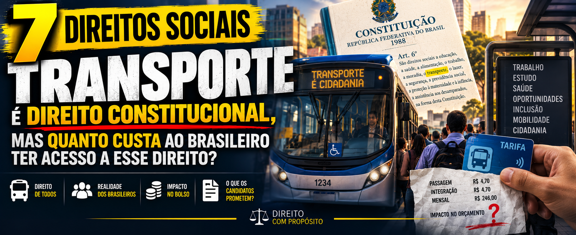 7 Direitos Sociais: transporte é direito constitucional, mas quanto custa ao brasileiro ter acesso a esse direito?